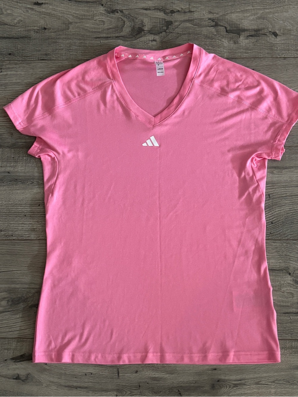 adidas Pink V-Neck Athletic Tee